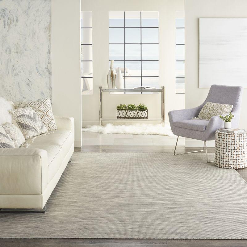 Elegante Light Grey 9' x 12' Flatweave Synthetic Area Rug