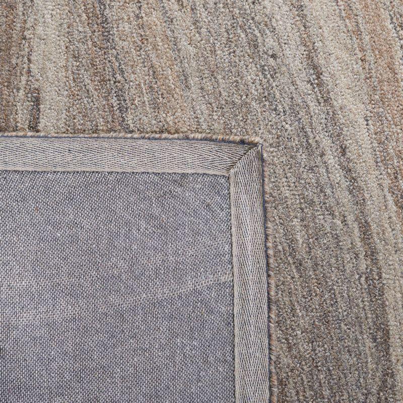 Beige and Grey Abstract Wool 6' x 9' Area Rug