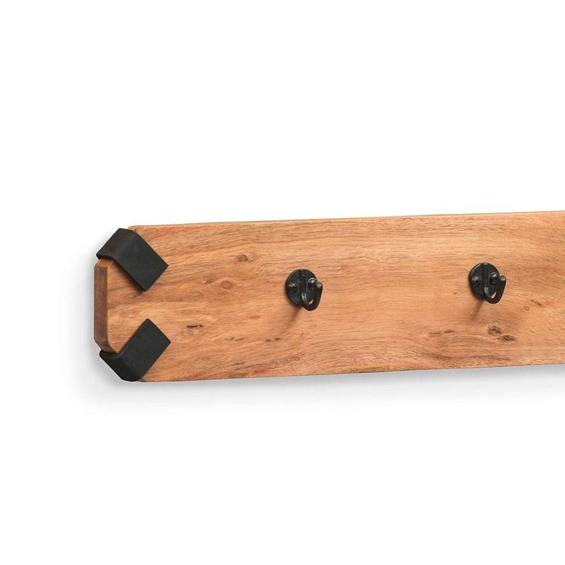 48" Ryegate Live Edge Wood Bench with Coat Hooks Set Natural - Alaterre Furniture: Metal Frame, Mid-Century Modern Style