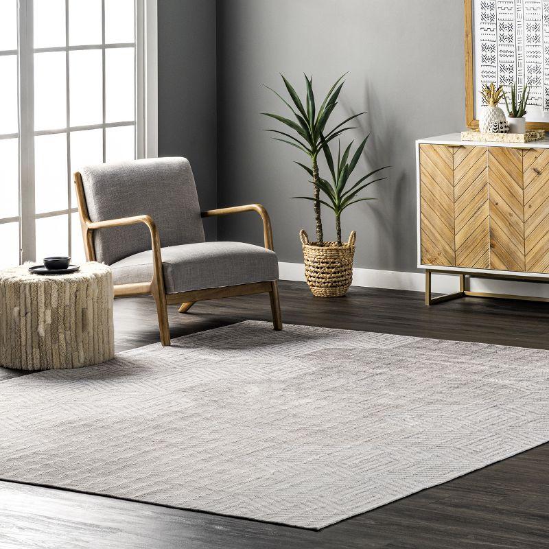 Modern Hexagon 8' x 10' Beige Viscose Blend Washable Area Rug