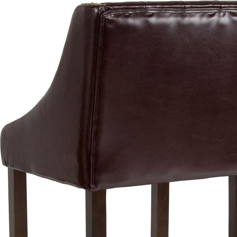 Flash Furniture Carmel Series 30" High Transitional Tufted Walnut Barstool with Accent Nail Trim