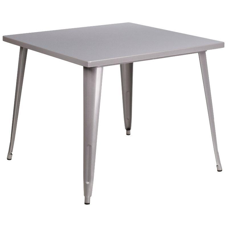 Flash Furniture Commercial Grade 35.5" Square Silver Metal Indoor-Outdoor Table