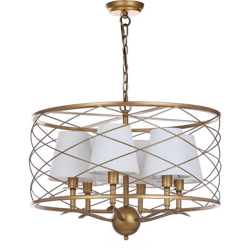 Thea Gold LED Drum Pendant Lamp with White Shades