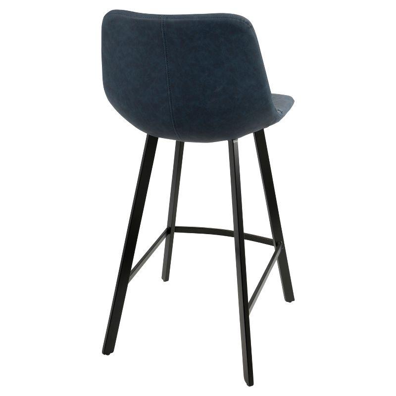 Set of 2 26" Outlaw Industrial Counter Height Barstool Blue - Lumisource: Faux Leather, Metal Legs, Footrest