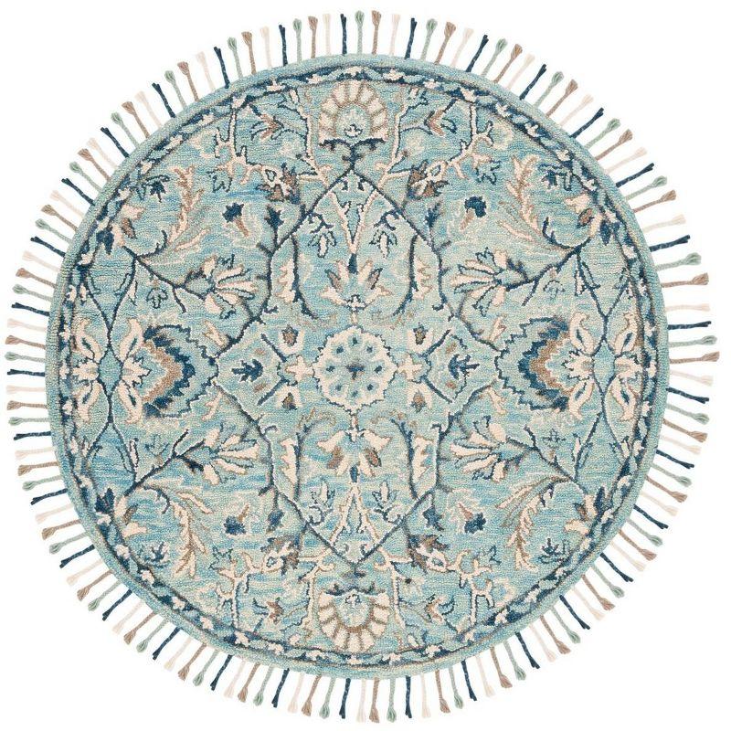 Blossom BLM457 Hand Tufted Area Rug - Blue/Ivory - 6' Round - Safavieh.