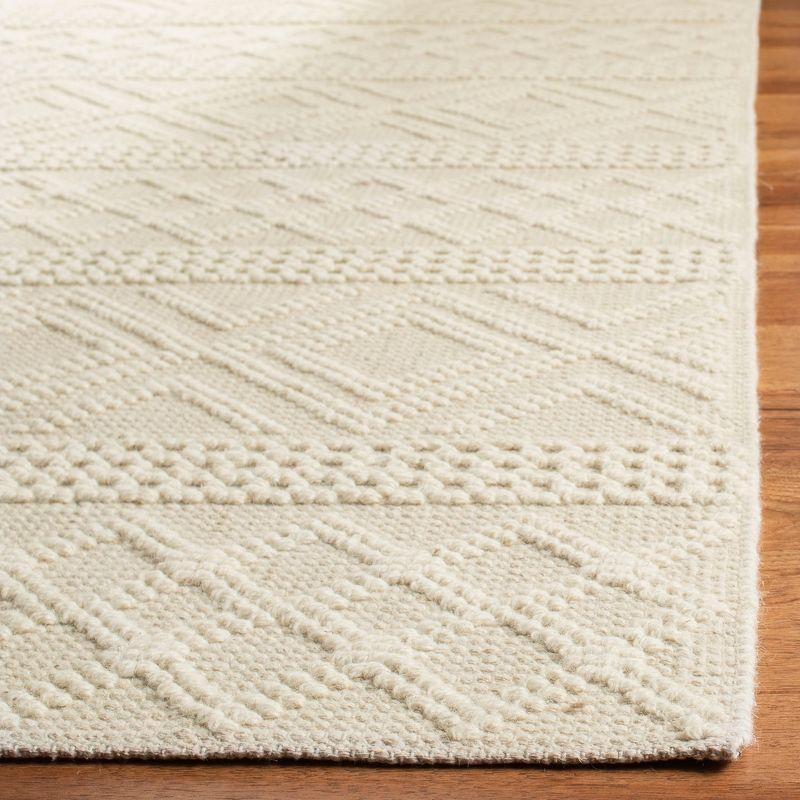 Ivory Hand-Knotted Wool Square Area Rug