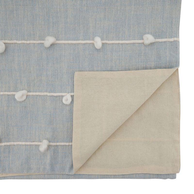 Light Blue Cotton Knotted Line Table Runner, 16" x 72"