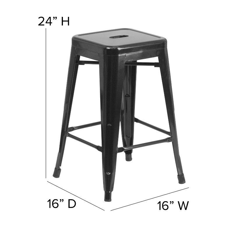 Flash Furniture Commercial Grade 24" High Backless Metal Indoor-Outdoor Counter Height Stool with Square Seat