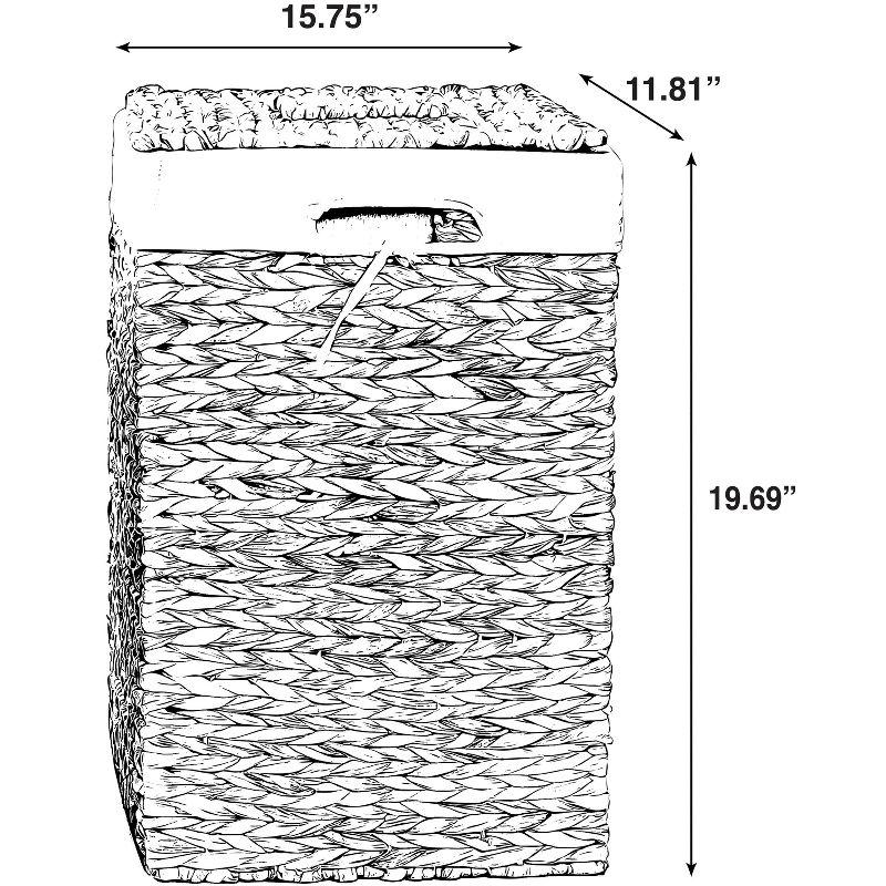 Vintiquewise Handmade Rectangular Water Hyacinth Wicker Laundry Hamper with Lid Natural, Large