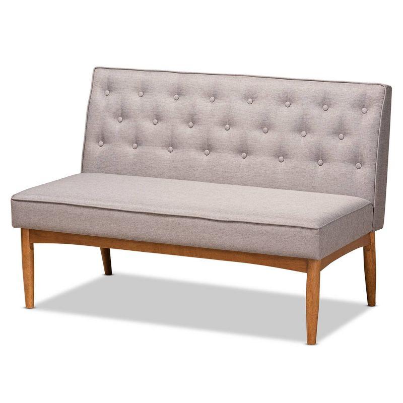 George Oliver Tomball Gray Fabric Upholstered 2-Pc Wood Dining Nook Banquette Set, 31.39" H X 53.25" W X 26.16" D