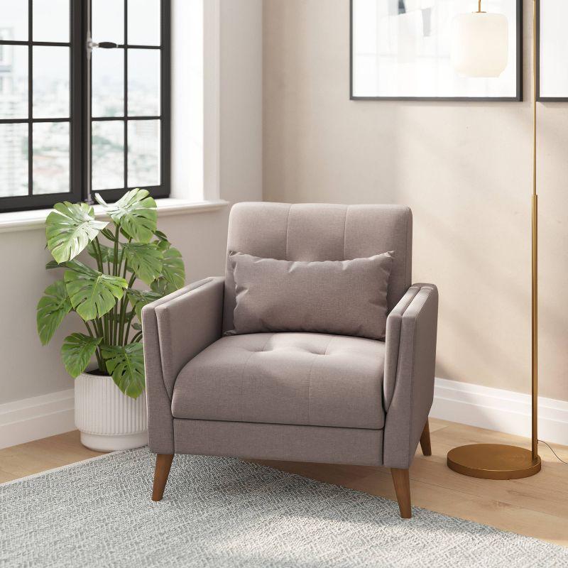 Taylor & Logan Cormac Armchair Taupe: Linen Upholstery, French Seam, Extended Seat, Wood Frame