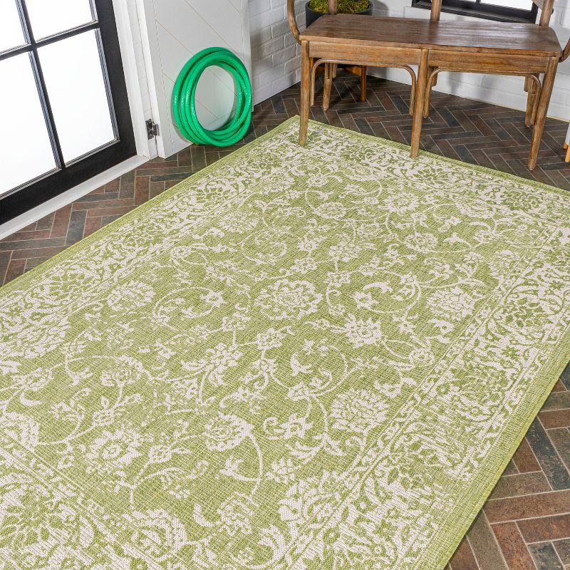 Tela Bohemian Inspired Textured Weave Floral Indoor/Outdoor Area Rug - JONATHAN Y