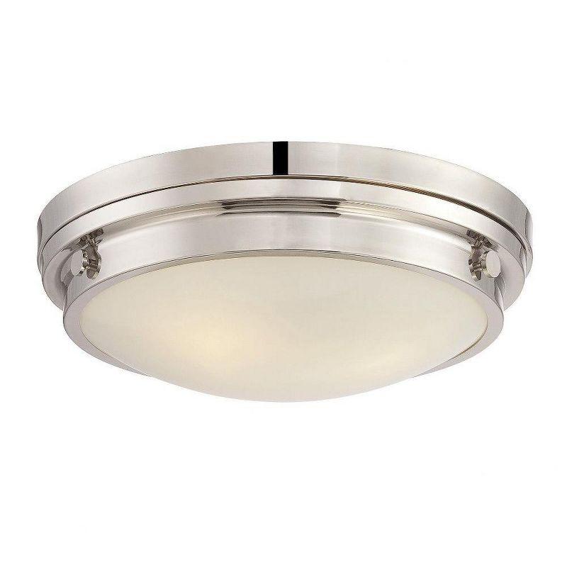 Lucerne 3-Light Polished Nickel Flush Mount with White Glass Shade