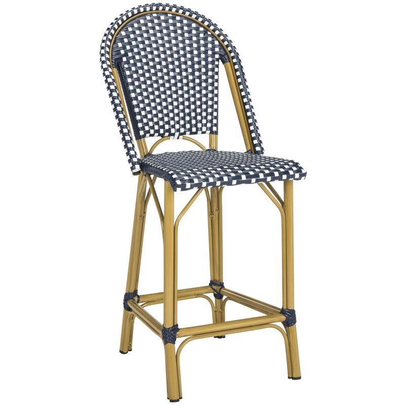 Gresley Counter Stool - Indoor/Outdoor - PAT4019 - Navy/White - Safavieh