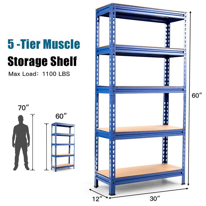 Blue 60'' Heavy Duty 5-Tier Adjustable Metal Storage Rack