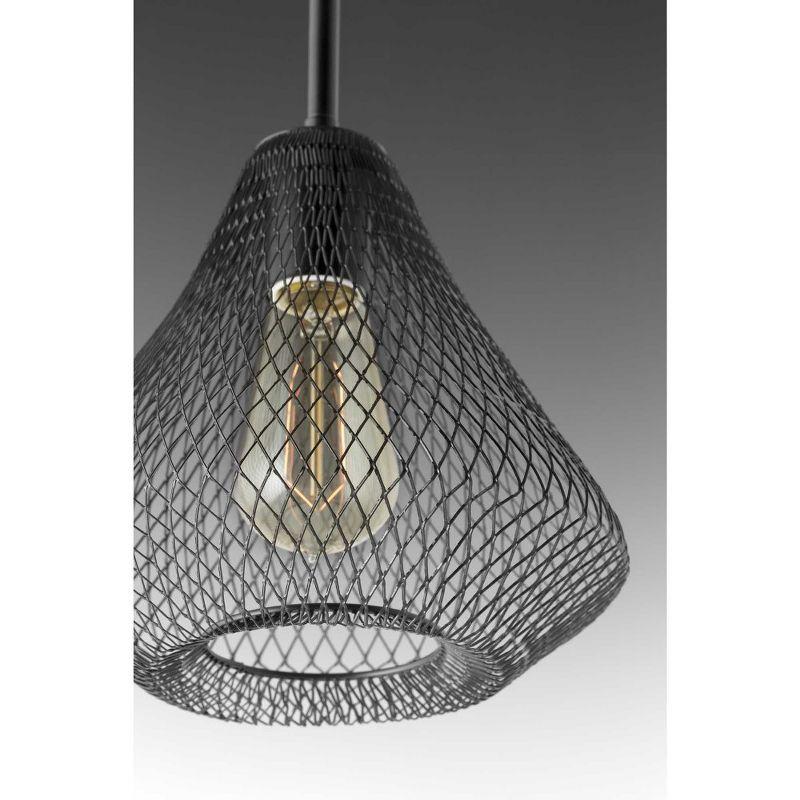 Antique Bronze Steel Mesh Mini-Pendant with Open Cage Design