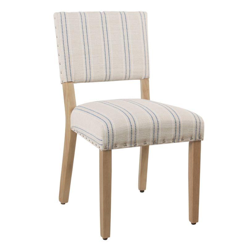 Classic Farmhouse Linen Upholstered Side Chair in Blue, Set of 2