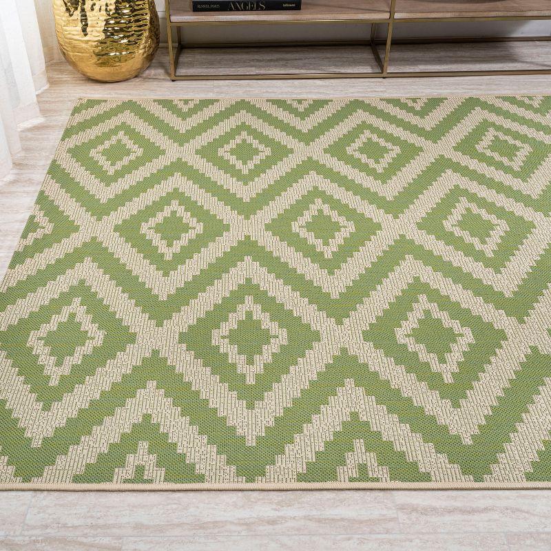 4'x6' Sintra Diamond Indoor/Outdoor Area Rug, Green/Cream - JONATHAN Y