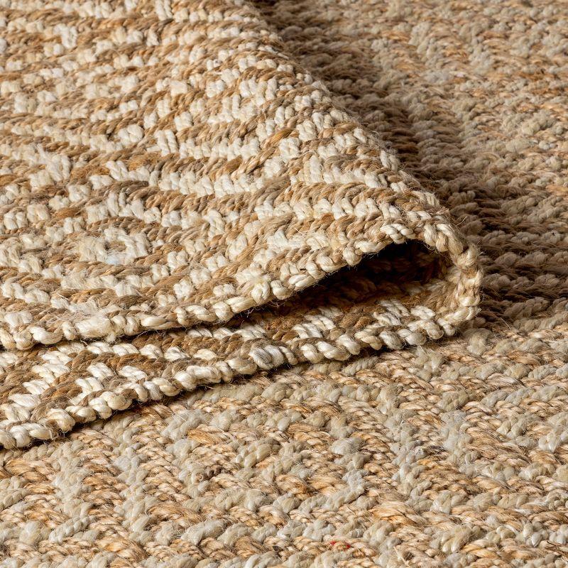 5'x8' Hira Hand Woven Diamond Chunky Jute Area Rug, Natural  - JONATHAN Y