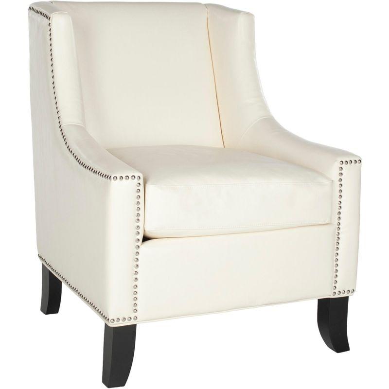 Daniel Club Chair  Silver Nail Heads - Off-White - Safavieh