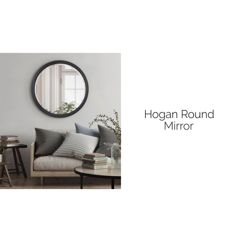 Hogan Distressed White Solid Wood Round Bathroom Vanity Mirror