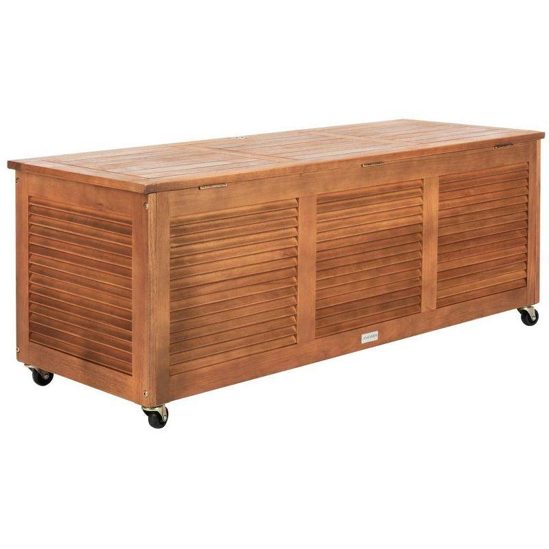 Elina 47.2 Inch Natural Wood Outdoor Deck Box with Wheels