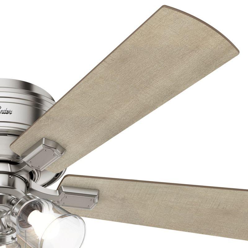 52" Crestfield Low Profile Ceiling Fan (Includes LED Light Bulb) Brushed Nickel - Hunter Fan: 5-Blade, 3-Speed, Flush Mount, Reversible Motor