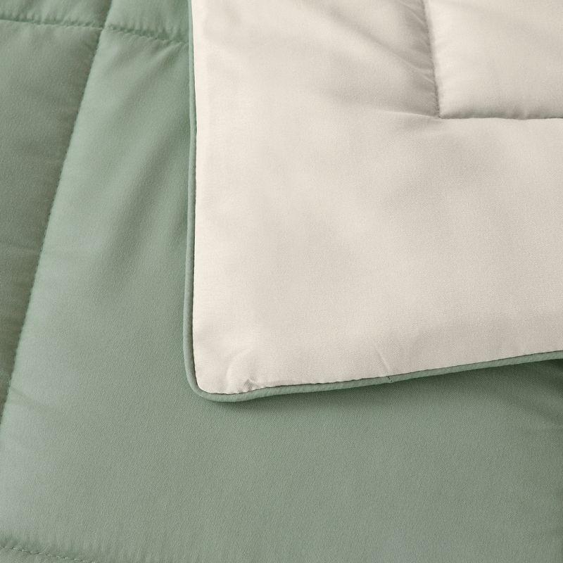 Full Sage and Sand Reversible Down Alternative Comforter Set