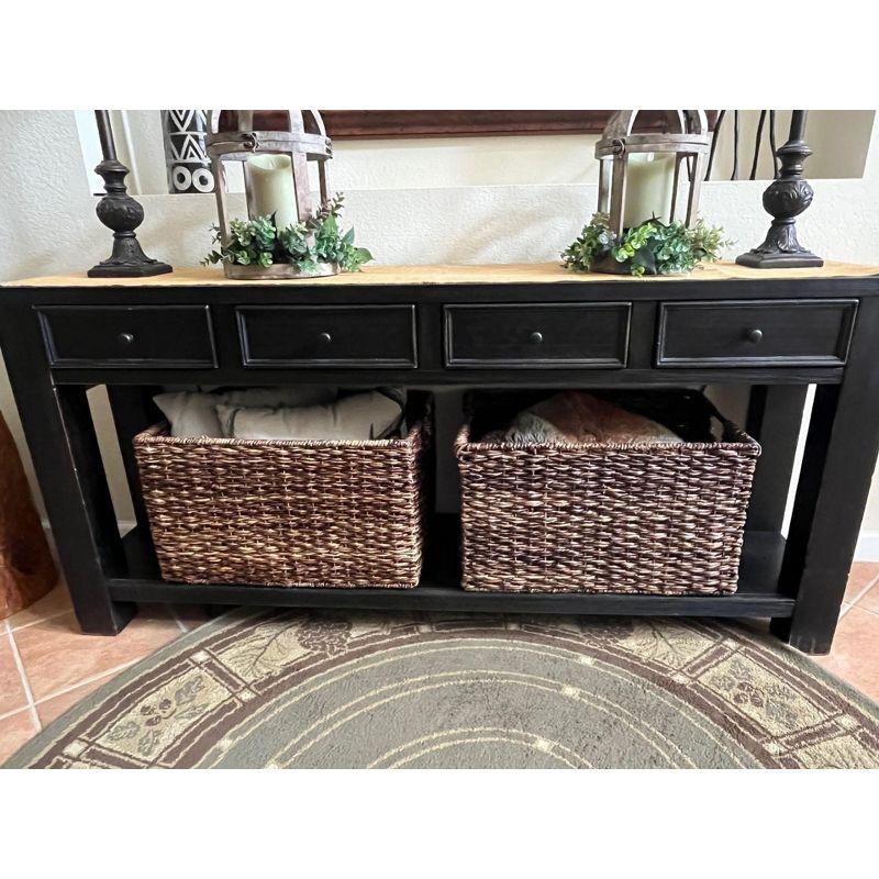 XL Woven Abaca Basket - Brightroom™: Handwoven Storage, Lacquered Finish, Rectangle Floor Crate, 22"x15"x13"