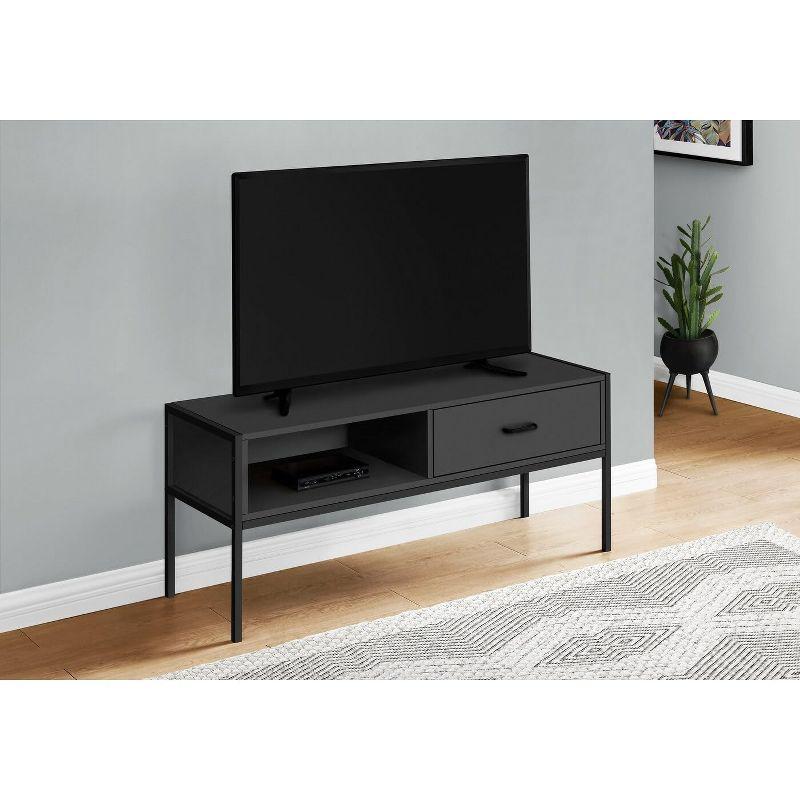 Monarch Specialties Tv Stand 48 Inch Console Media Entertainment Center Storage Drawer Living Room Bedroom Laminate Metal Black Contemporary Modern