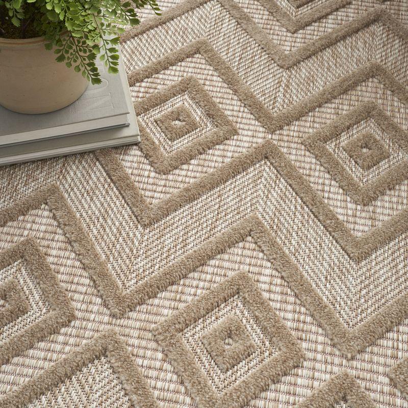 Nourison Versatile Diamond Geometric Flatweave Indoor Outdoor Area Rug Natural Beige 5' x 7'