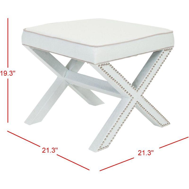 Palmer Ottoman With Silver Nailhead - MCR4589 - Robins Egg Blue - Safavieh