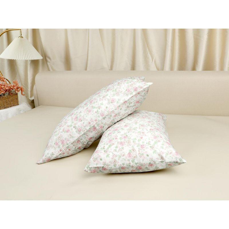 Unique Bargains 100% Cotton Floral Pillowcase with Envelope Closure for Hair and Skin Set of 2