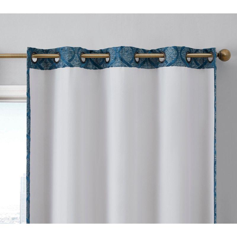 HLC.ME Versailles Lattice Flocked 100% Complete Blackout Thermal Insulated Window Curtain Grommet Panels, Set of 2 - Taupe, 50 W x 63 L