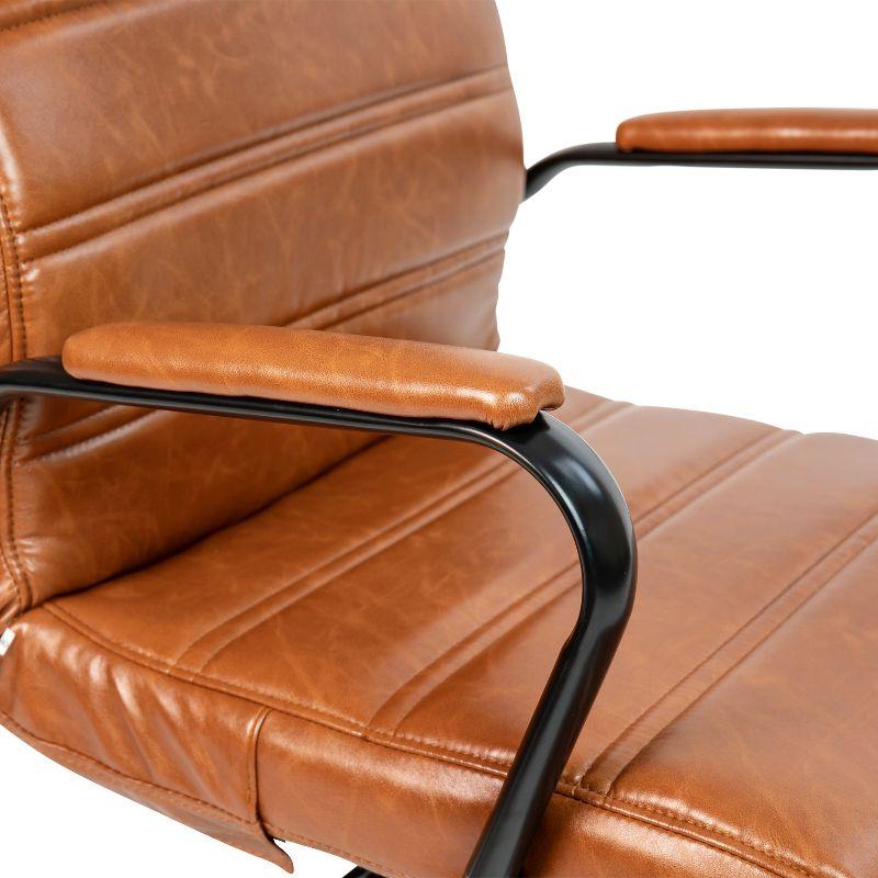Emma and Oliver High Back Brown LeatherSoft Executive Swivel Office Chair with Black Frame/Arms