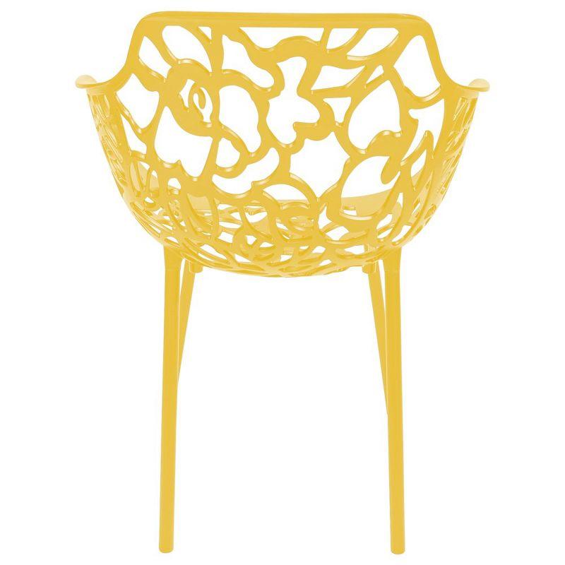 LeisureMod Devon Aluminum Stackable Outdoor Dining Armchair Set of 2, Yellow