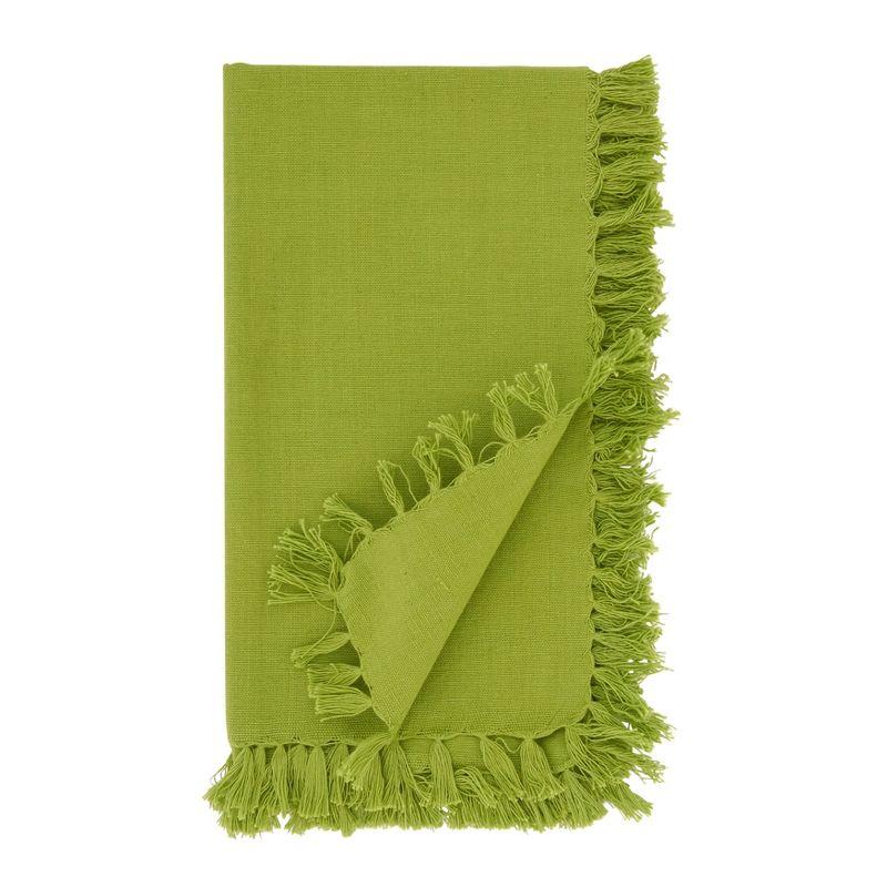 Saro Lifestyle Fringed Design Napkin, 20" Square (Set of 4), Kiwi, 20" x 20"