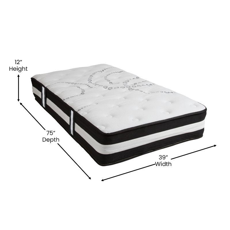 Emma and Oliver 12 Inch CertiPUR-US Certified Hybrid Pocket Spring Mattress, Twin Mattress in a Box - Premium Mattress
