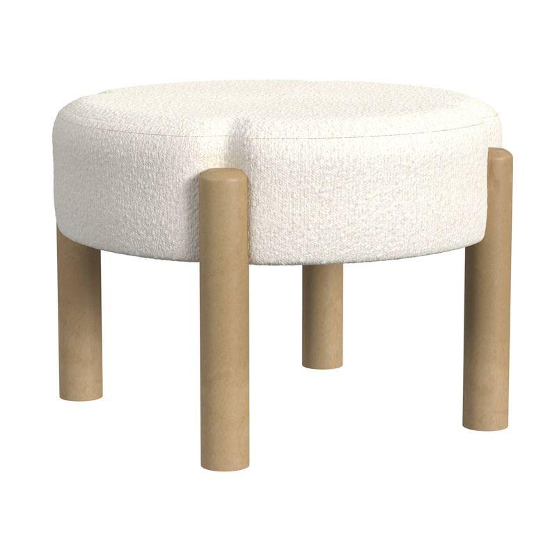 Luna Boucle Ottoman Cream - HomePop: Round, Upholstered, Wood Frame, No Assembly Required