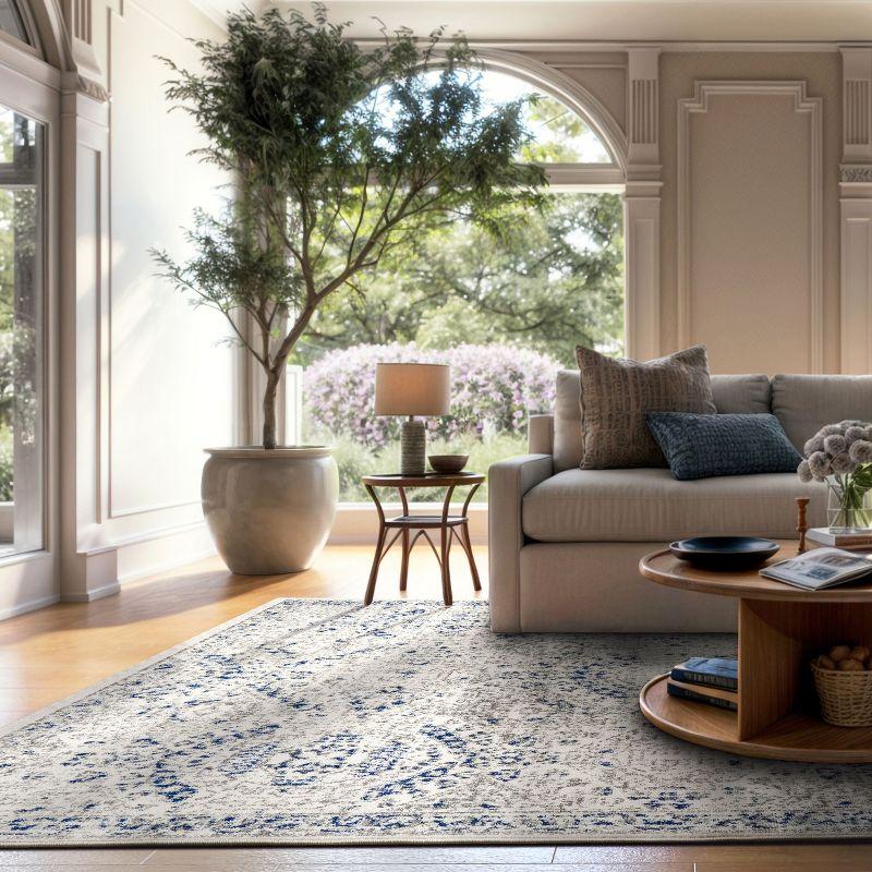 Nuloom Minta Medallion 8x10 Indoor Area Rug for Living Room Bedroom Dining Room Kitchen, Blue/Off White