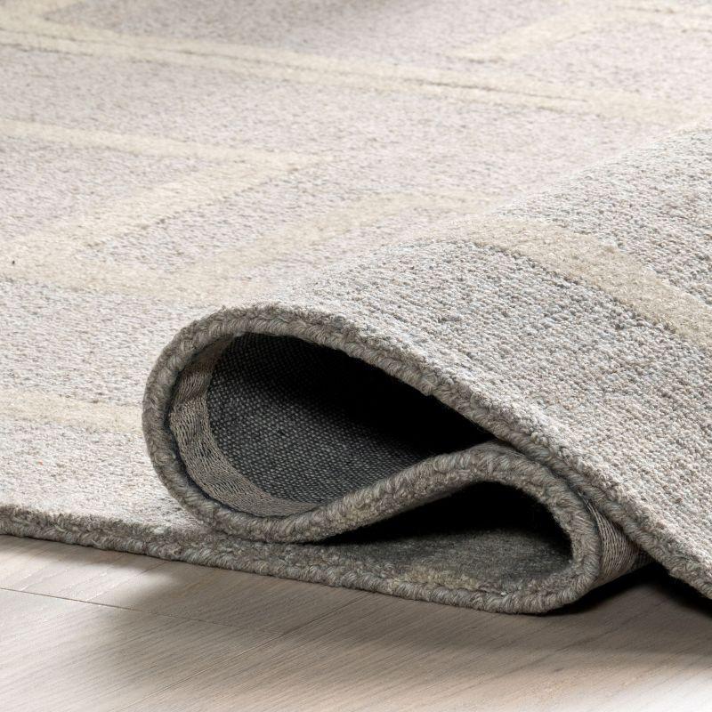 Nuloom James Geometric 5x8 Wool Indoor Area Rug for Living Room Bedroom Dining Room Kitchen, Grey