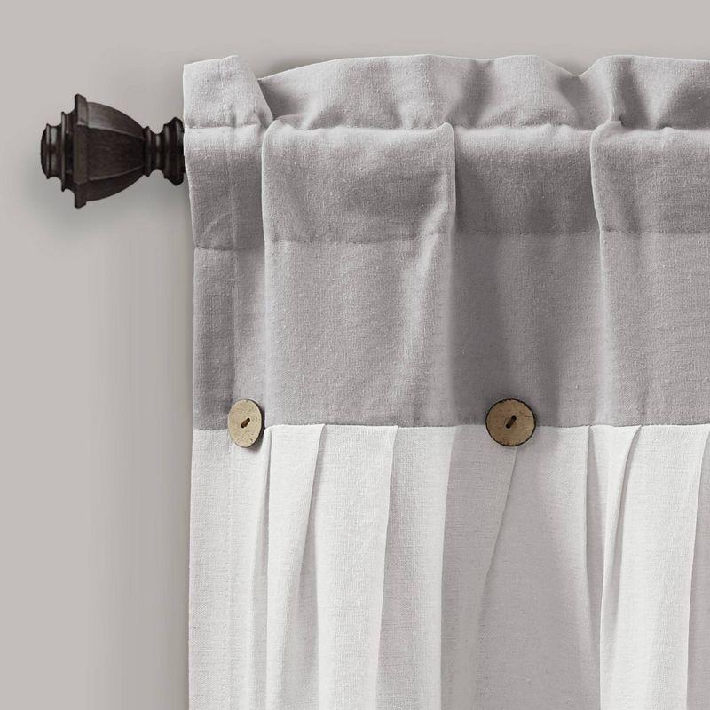 18"x52" Farmhouse Linen Button Window Valance - Lush Décor