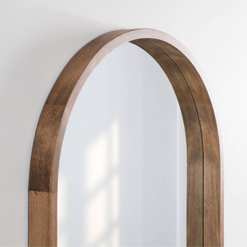 24" x 36" Hutton Wood Framed Capsule Wall Mirror Rustic Brown - Kate & Laurel All Things Decor