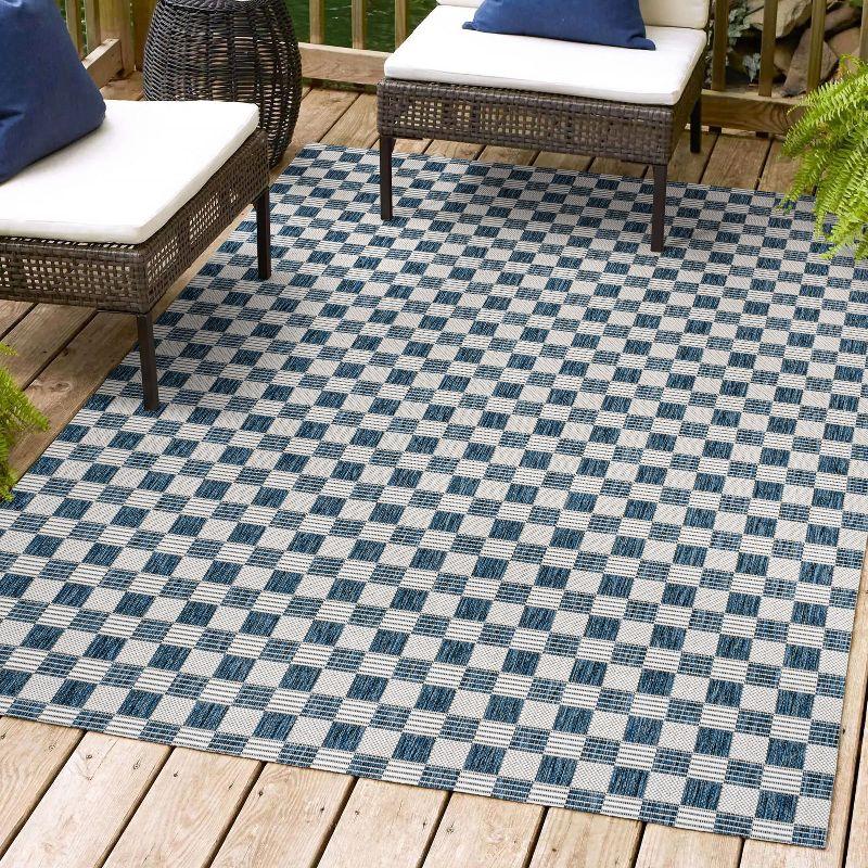 Aimee Navy and Cream Synthetic Checkerboard 3 x 5 Area Rug