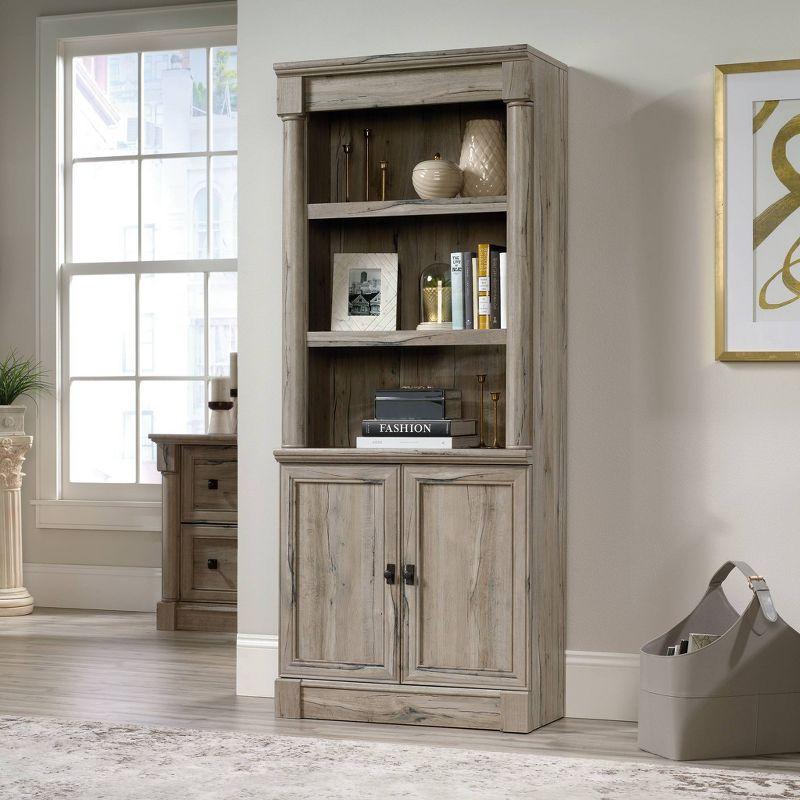 72" Palladia Library with Doors Split Oak - Sauder: Adjustable Storage, Enclosed Back Panel