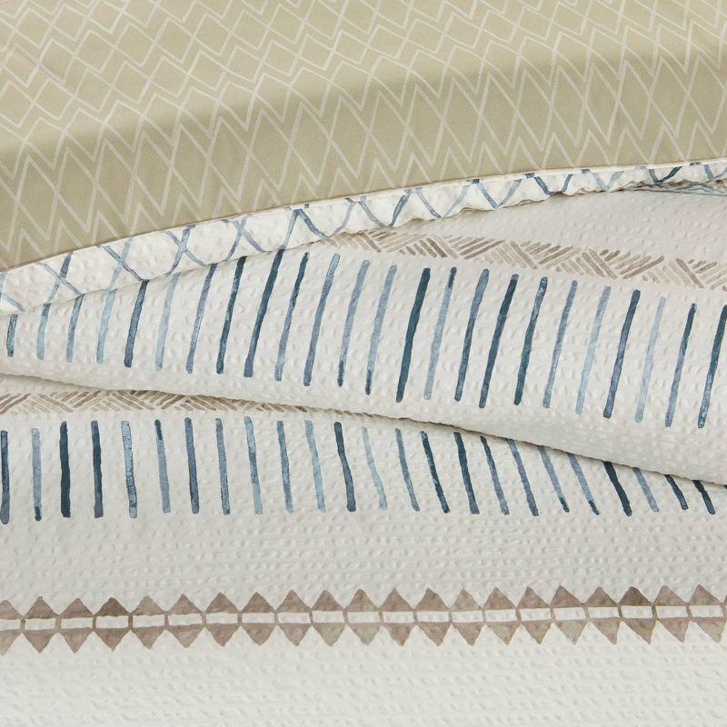 Madison Park Fraser 5 Piece Printed Seersucker Comforter Set with Throw Pillows