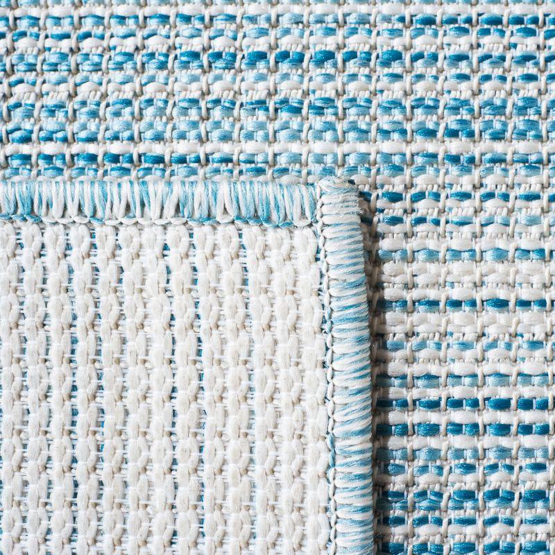 Hampton HTN231 Power Loomed Indoor/Outdoor Area Rug - Aqua Ivory/Multi - 6'5"x6'5" - Safavieh..