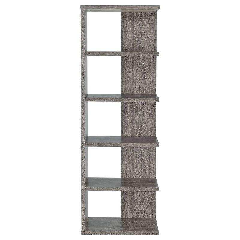 70.75" Rustic 5 Shelf Bookcase Weathered Gray - Coaster: Laminated Melamine, Fixed Shelves, Open Back