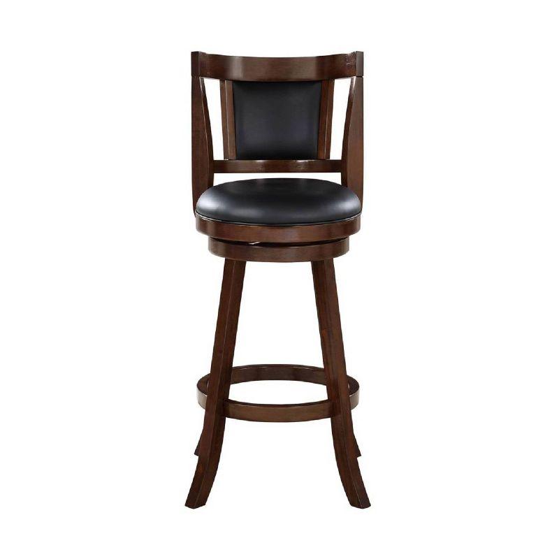 Cappuccino Brown Leather Swivel Barstool with Footrest