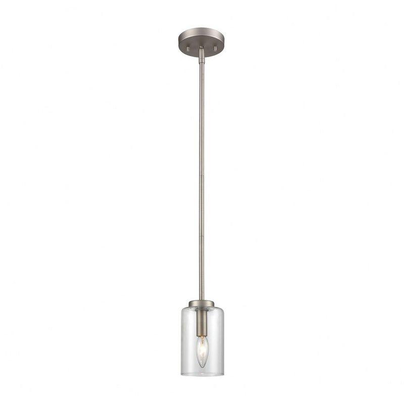 West End Brushed Nickel 1-Light Mini Pendant with Clear Glass